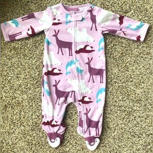 Carter's Baby Animal Purple Fleece Long Sleeve Double Zipper  Footie Pajama 6m